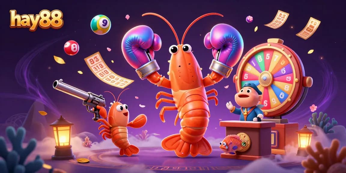 Experience thrilling gameplay at hay88 as the mantis shrimp and friends celebrate wins with lottery excitement.