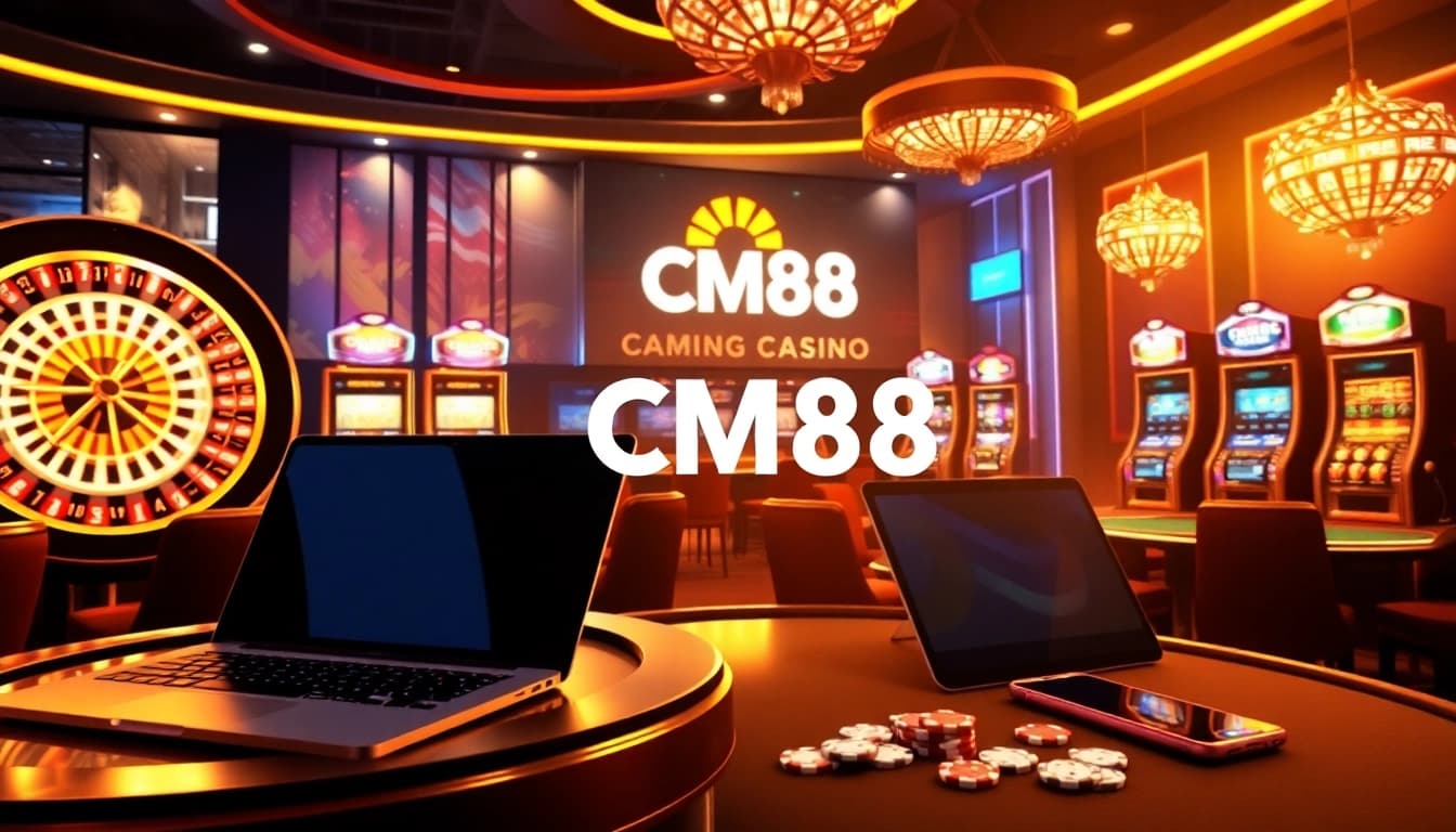 Experience the excitement of CM88 with vibrant casino games and roulette action in a luxurious setting.