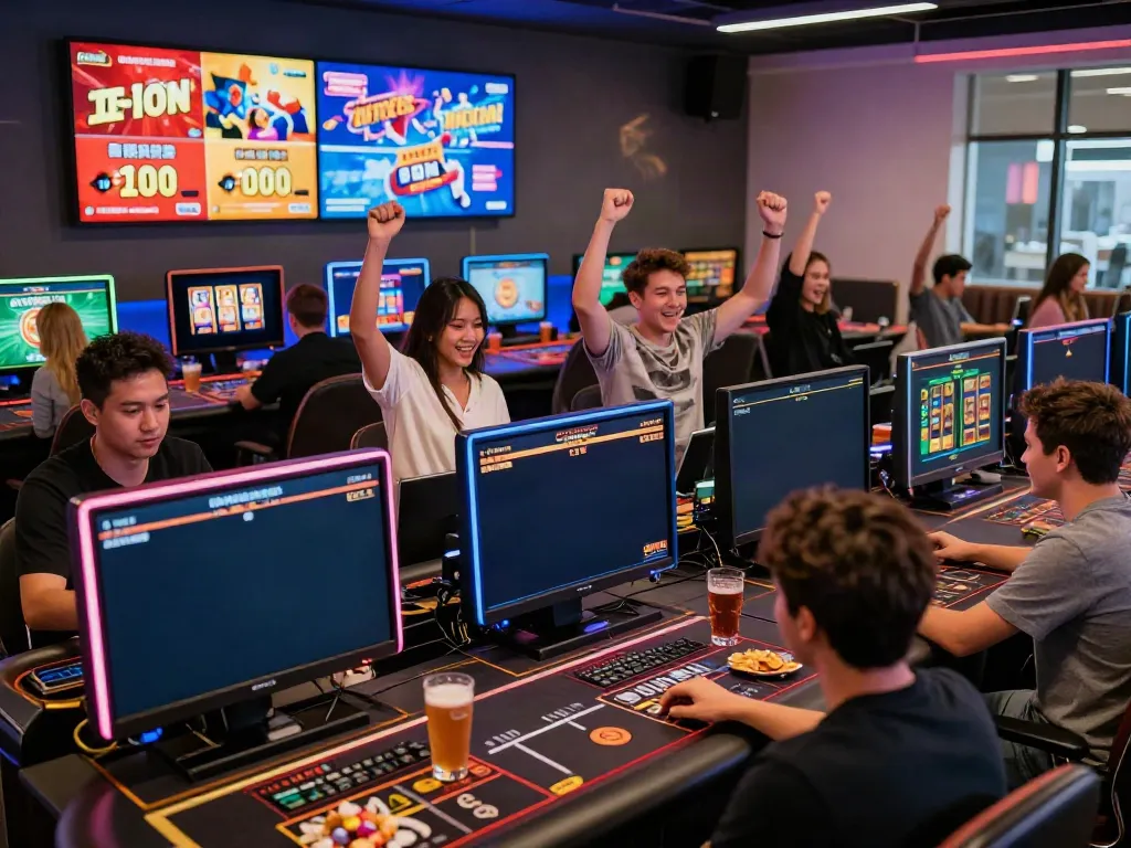 Players engaging at https://five88bet.org/ in a vibrant online casino setting showcasing various games and promotions.