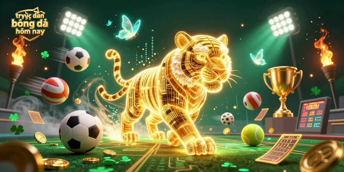 Experience "trực tiếp bóng đá hôm nay" with vibrant sports elements in a digital casino scene.