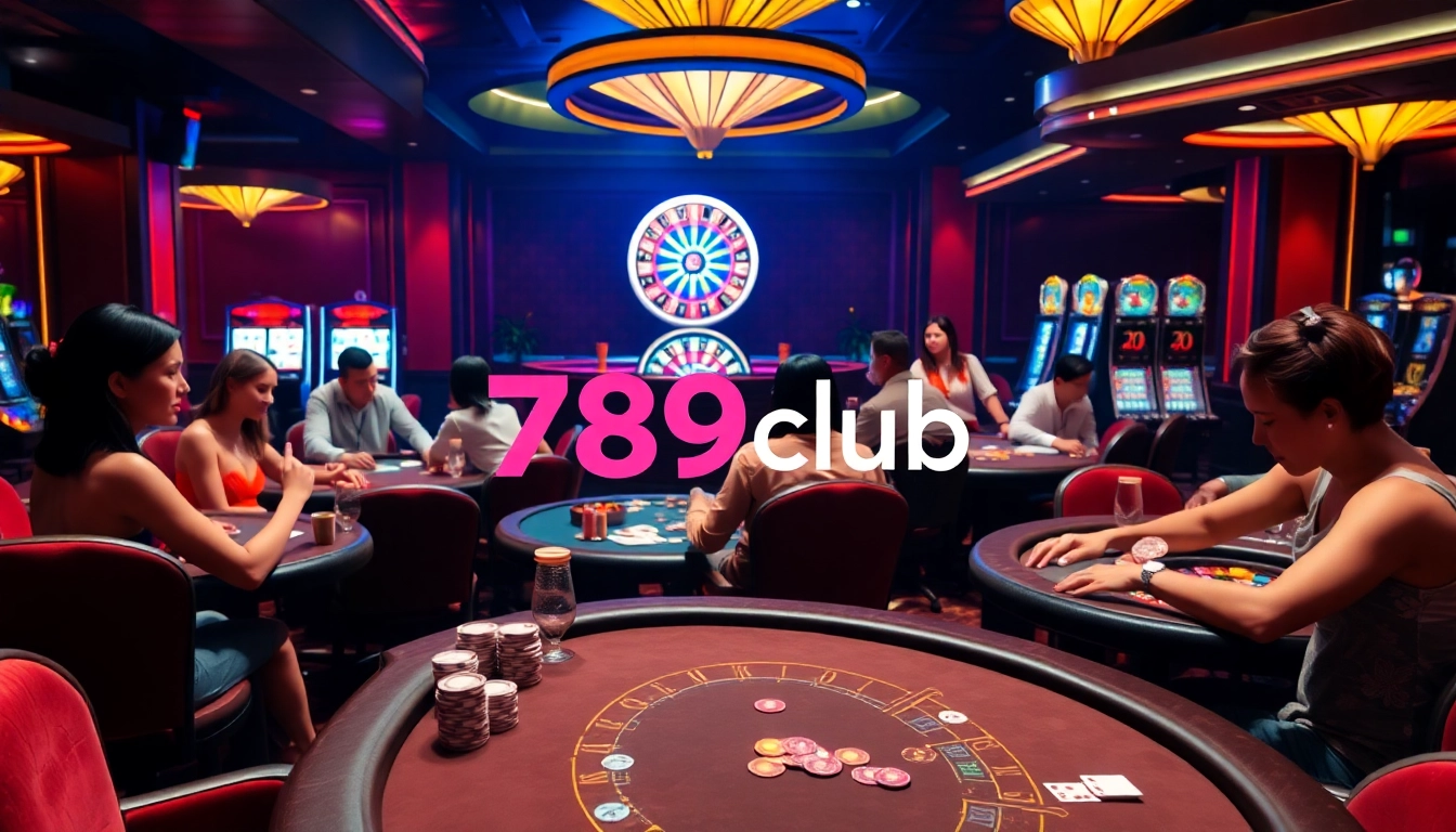 Players enjoying table games at 789club casino, showcasing excitement and vibrant atmosphere.