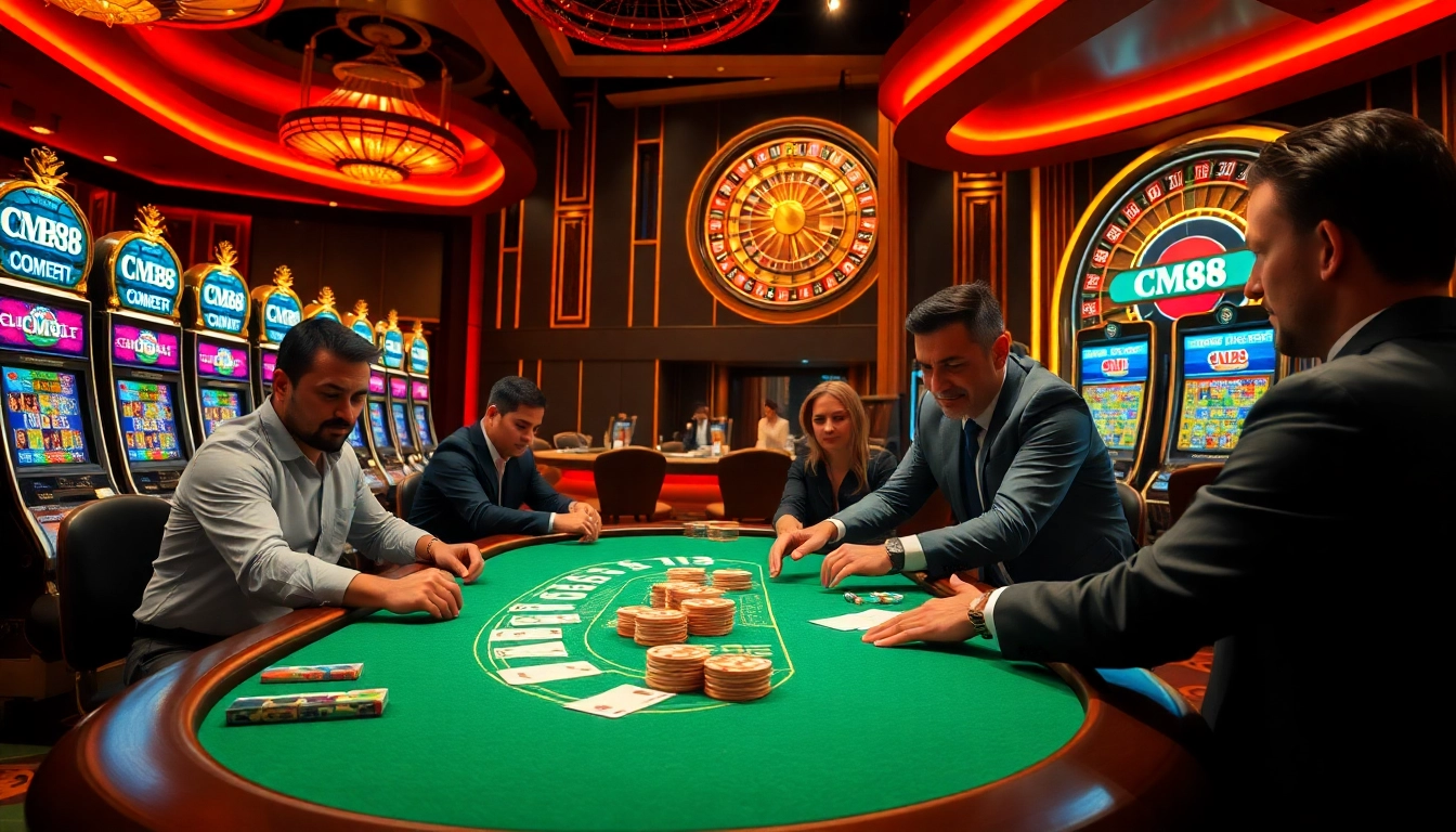 Enjoy thrilling poker action at CM88's luxurious casino with vibrant tables and dynamic gaming.
