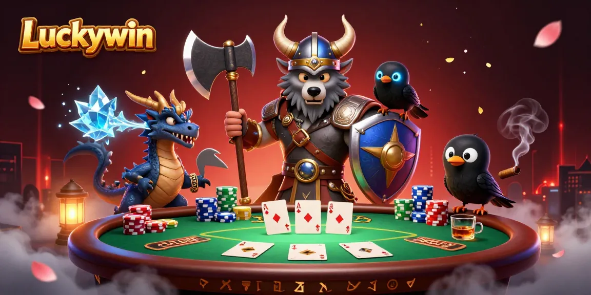 Engage in thrilling online poker actions with Luckywin's vibrant gaming visuals, showcasing winning moments.
