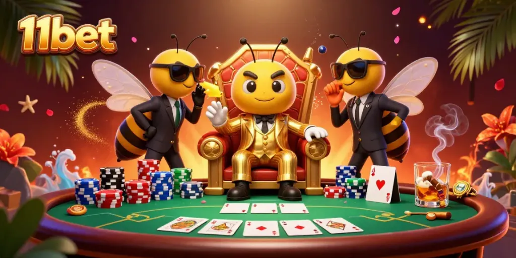 Experience the thrill of 11bet with a dynamic casino scene showcasing high-stakes poker action.
