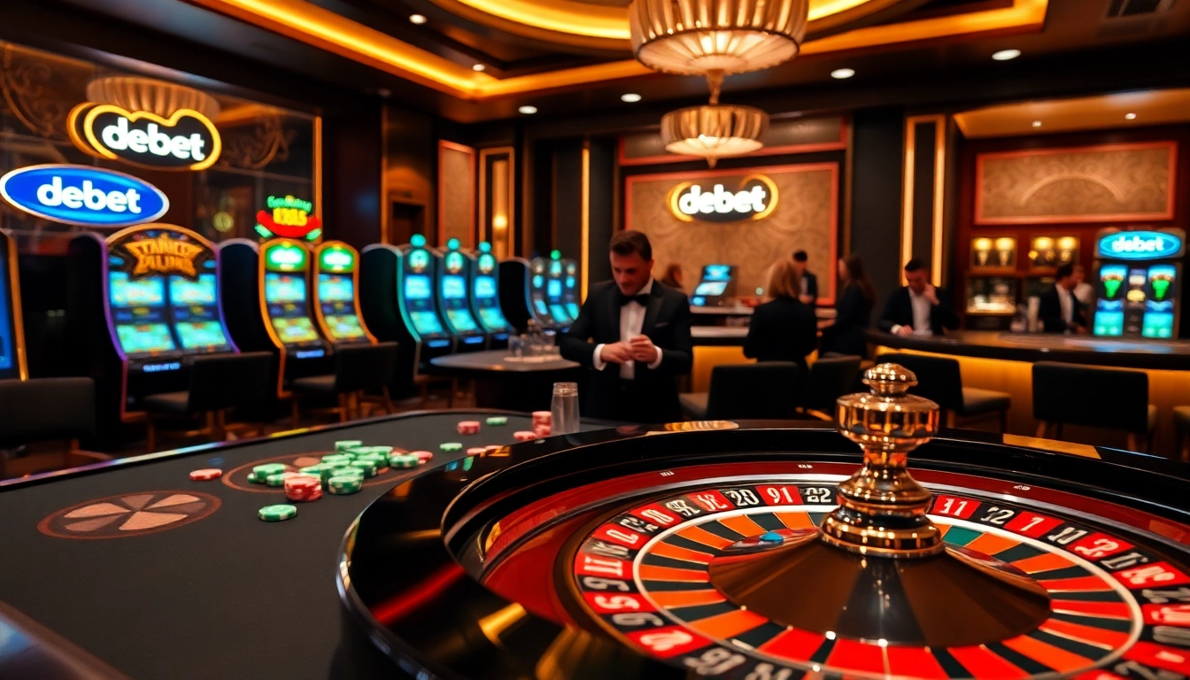 Engaged players enjoy high-stakes gambling at a luxurious table, highlighting debet excitement.