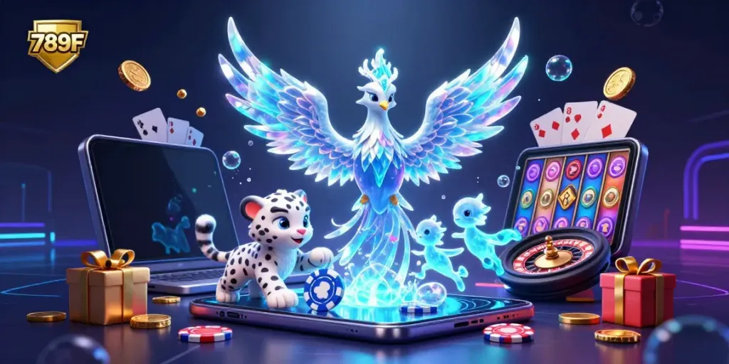 Experience the thrill of gaming at 789F with vibrant characters and immersive casino elements.