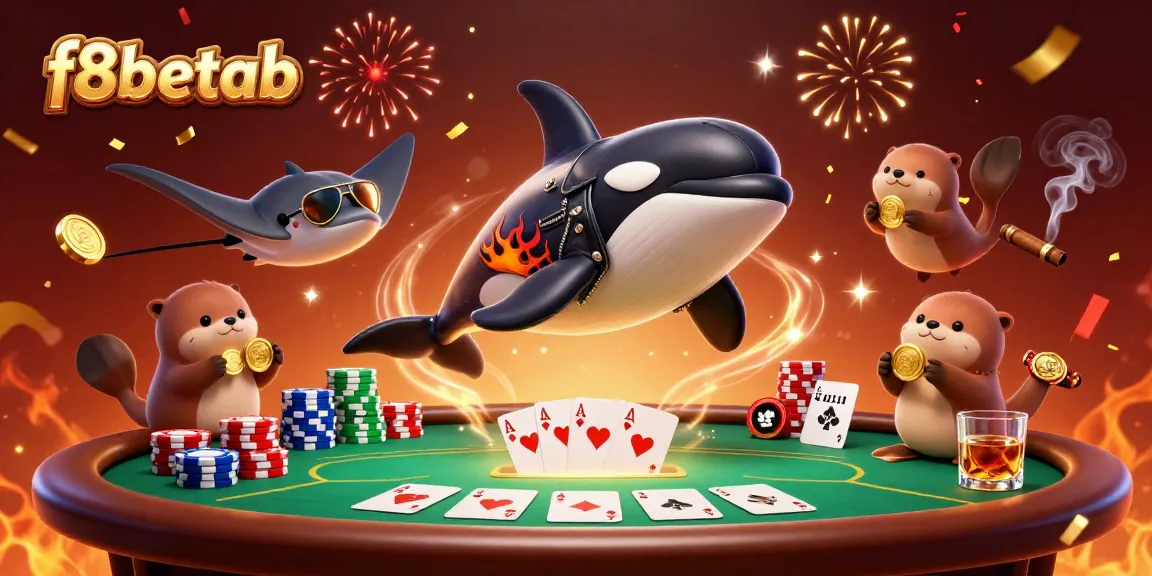 f8betab showcases an exciting 3D casino scene with vibrant characters celebrating wins amidst dynamic game elements.