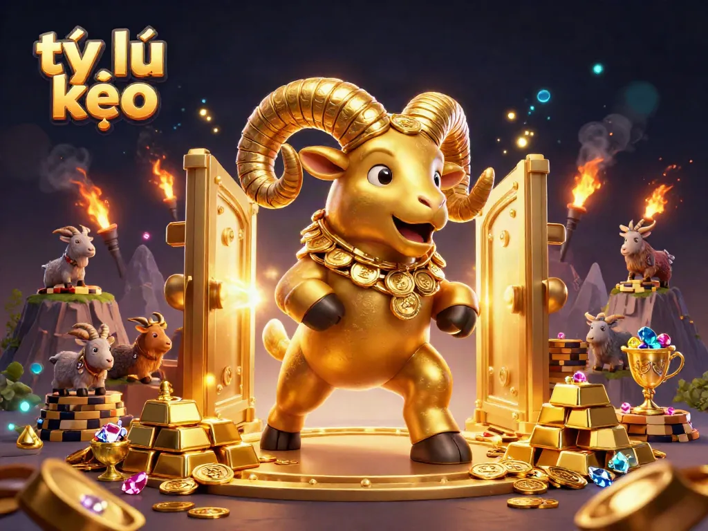Engage with tỷ lệ kèo as a golden ram breaks through a treasure vault in dazzling detail.