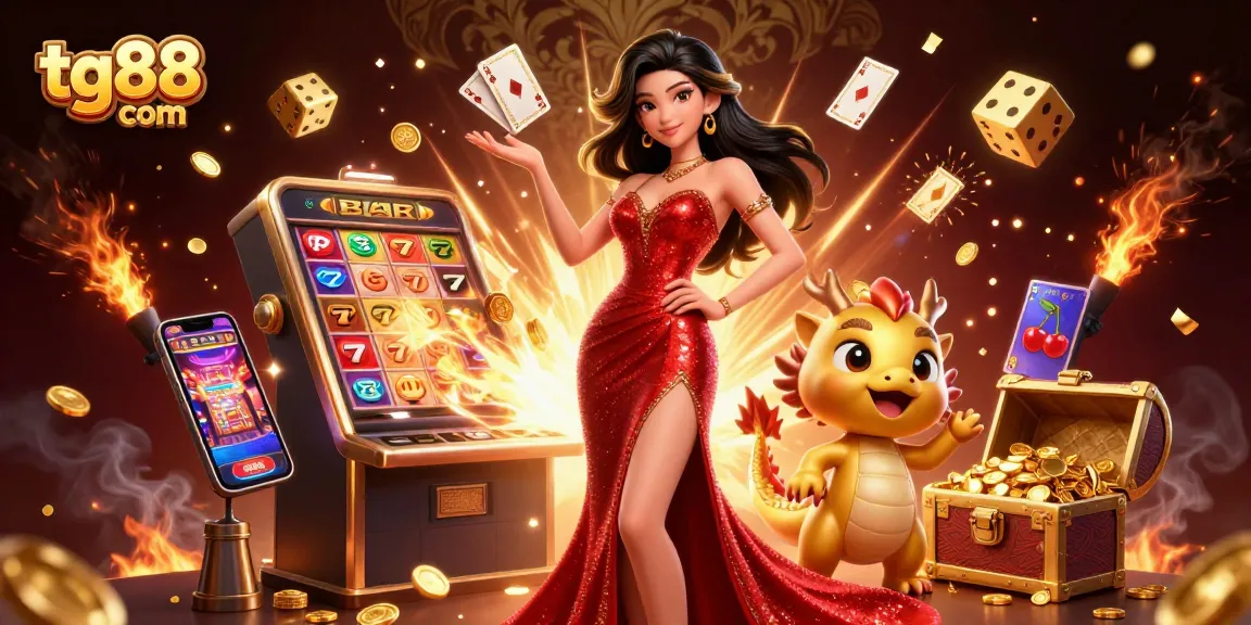 Experience thrilling games at tg88 com with a stylish Asian hostess and casino excitement.