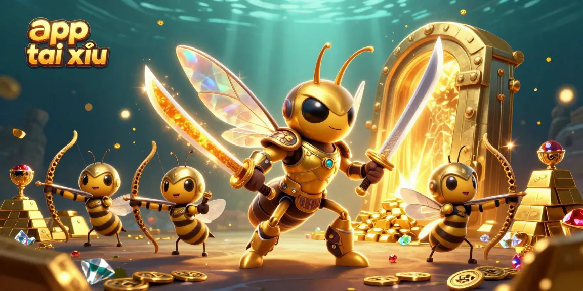 Play app tài xỉu and win with dynamic golden hornet and bee archers in a magical casino scene.