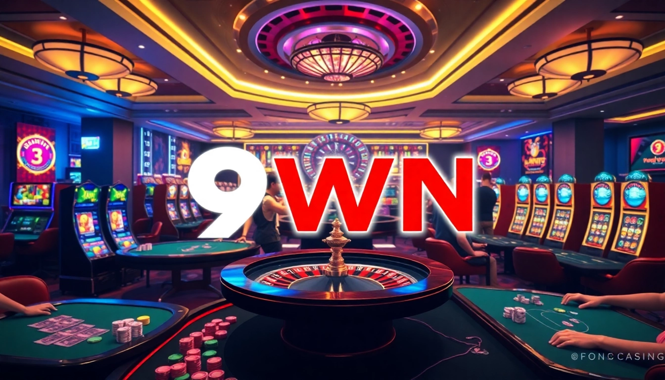 Engage in thrilling gaming experiences at 9WIN with vibrant slot machines and lively casino tables.