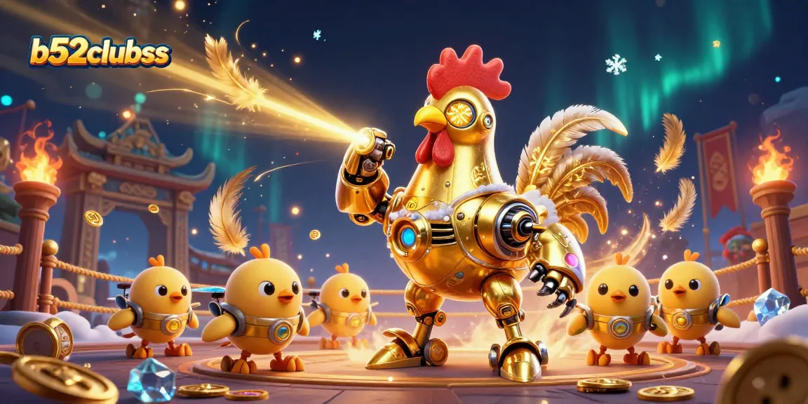 Experience thrilling gameplay at b52clubss with a vibrant casino scene featuring unique characters and golden elements.