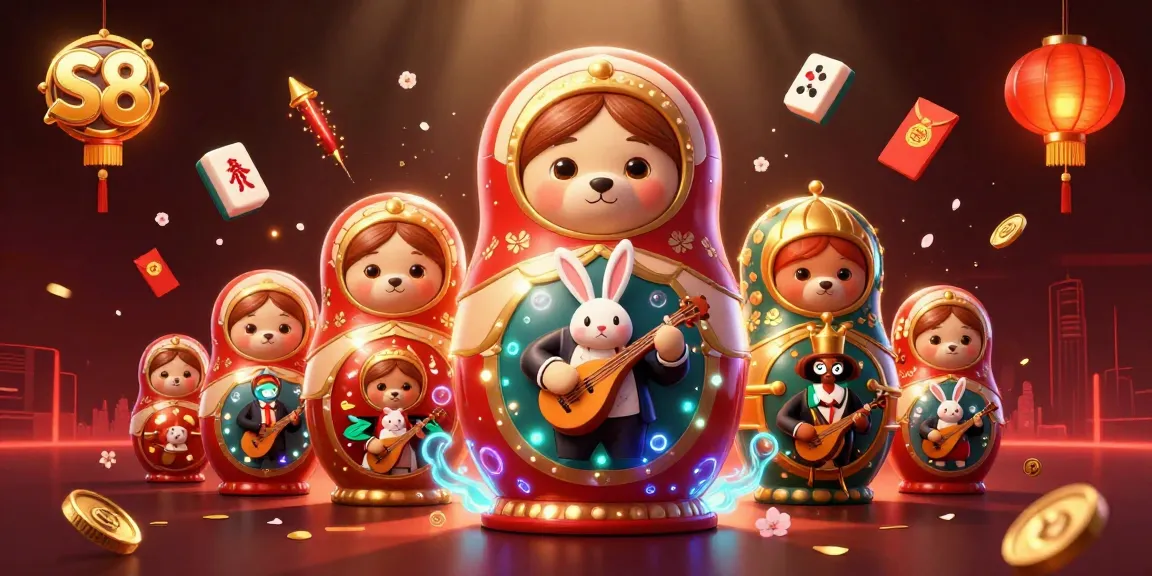 Join the excitement at S8 with vibrant casino-themed illustration featuring bears and festive elements.