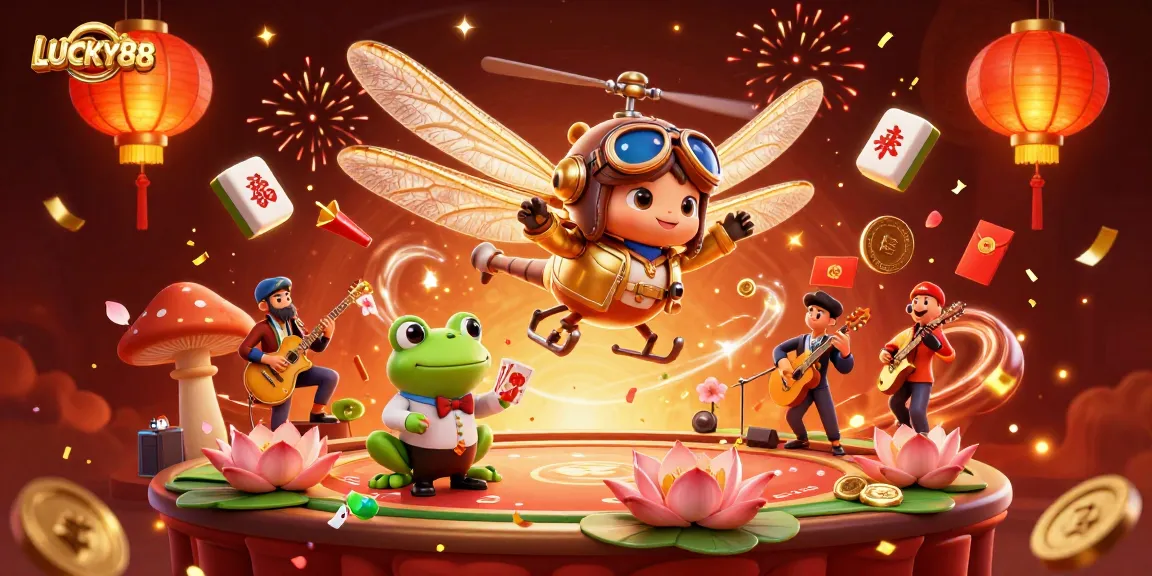 Experience engaging gameplay at LUCKY88 with our vibrant casino scene illustration featuring dynamic characters and celebratory elements.