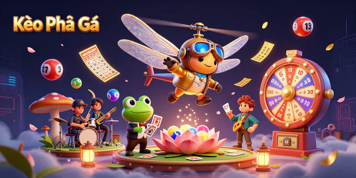 Kèo Phạt Góc enhances excitement with vibrant visuals of a lily pad casino and animated characters.